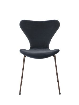 Series 7 3107 Velvet Chair Stuhl Vollpolster Samt Fritz Hansen grau blau